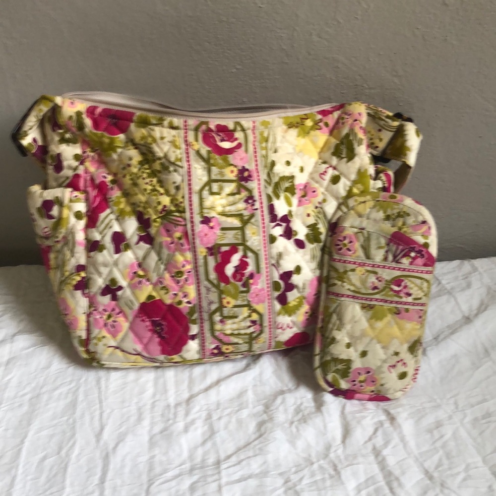 Vera Bradley Pink and Green Quilted Shoulder Bag